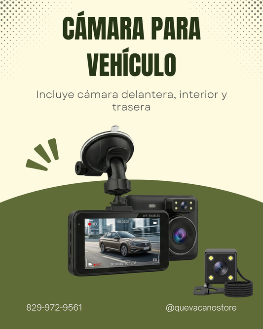 Cámara para carro con WIFI (Graba al frente, al interior y detrás)